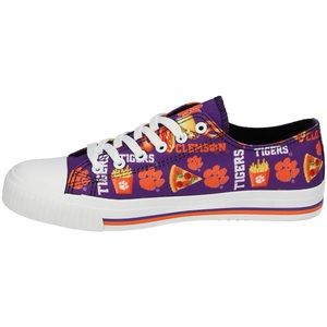 FOCO Clemson Tigers Food Print Low Top Canvas Shoes Purple, Men's Size 10